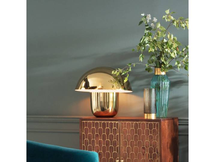 KARE Tischlampe Mushroom, messing / gold, für Wohn- / Esszimmer, Metall, Design