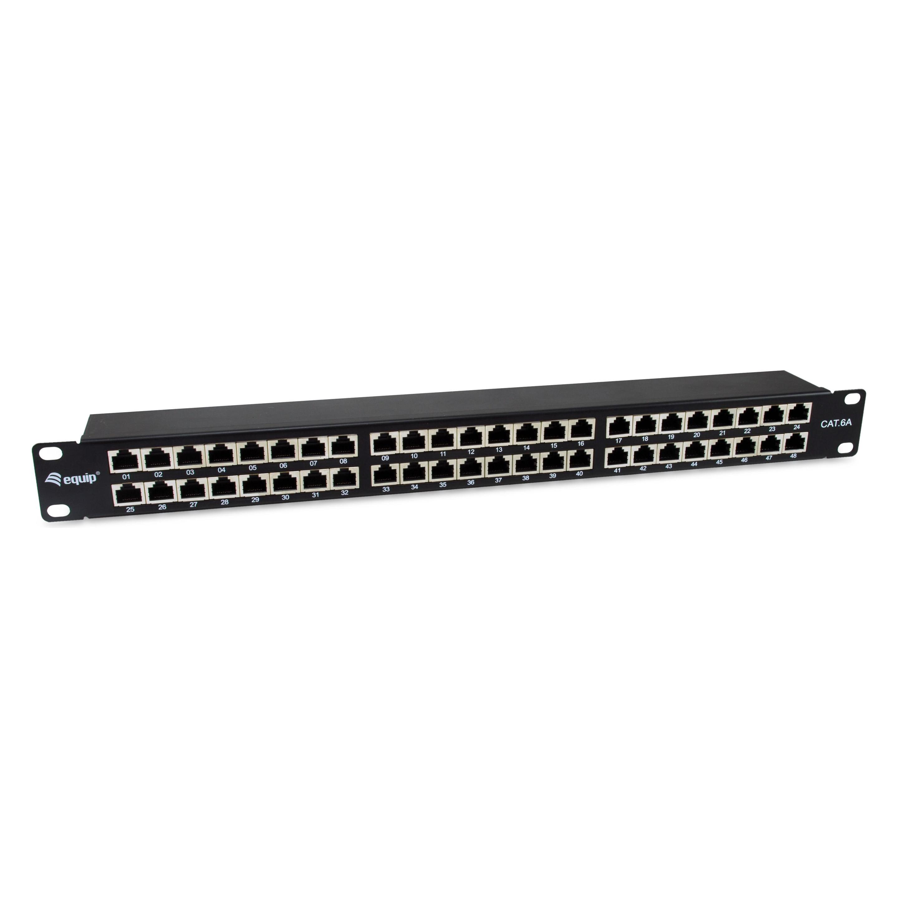 equip Patchpanel 48x RJ45 Cat6A 19" FTP 1HE Premium schwarz (326626)