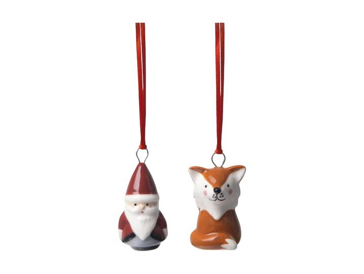Pluto Design Fox & Santa decoratiehanger 2-delig Rood-wit-bruin