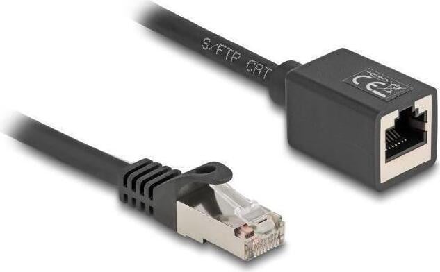 Delock Netwerkkabel Cat.6a S/FTP met RJ-45 stekker naar RJ-45 connector, zwart, 3 meter