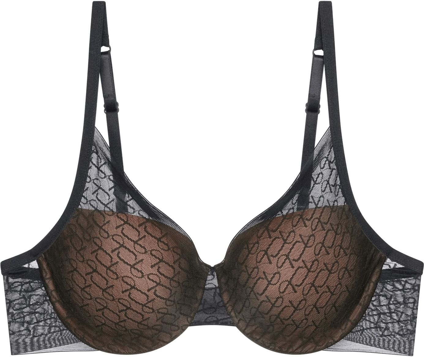 Halbschalen-BH TRIUMPH "Signature Sheer", Damen, Gr. 90, Cup E, schwarz, Tüll, Obermaterial: 44% Polyester, 29% Polyamid, 27% Elasthan, unifarben, BHs Halbschalen-BH, Monogramm-Tüll, gepolsterte Cups, Spitzen-Details, weich, Tüll schwarz 90, Cup E