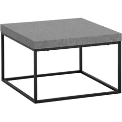 COUCHTISCH in Stein-Optik mit Metallbeinen im modernen Design, Grau 60x60x38 cm