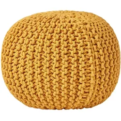 STRICK-POUF senfgelb, 40/40/35 cm