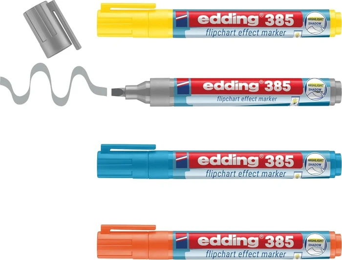 edding 385 Flipchart-Marker farbsortiert 1,0 - 5,0 mm, 4 St.
