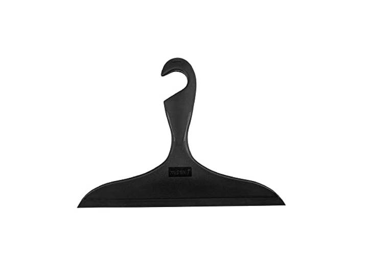 WENKO Raclette de salle de bain Loano Noire\, pratique raclette de douche pour essuyer toutes les surfaces lisses telles que les miroirs\, les carreaux & la douche\, avec crochet pour accrocher\, 23x17 cm