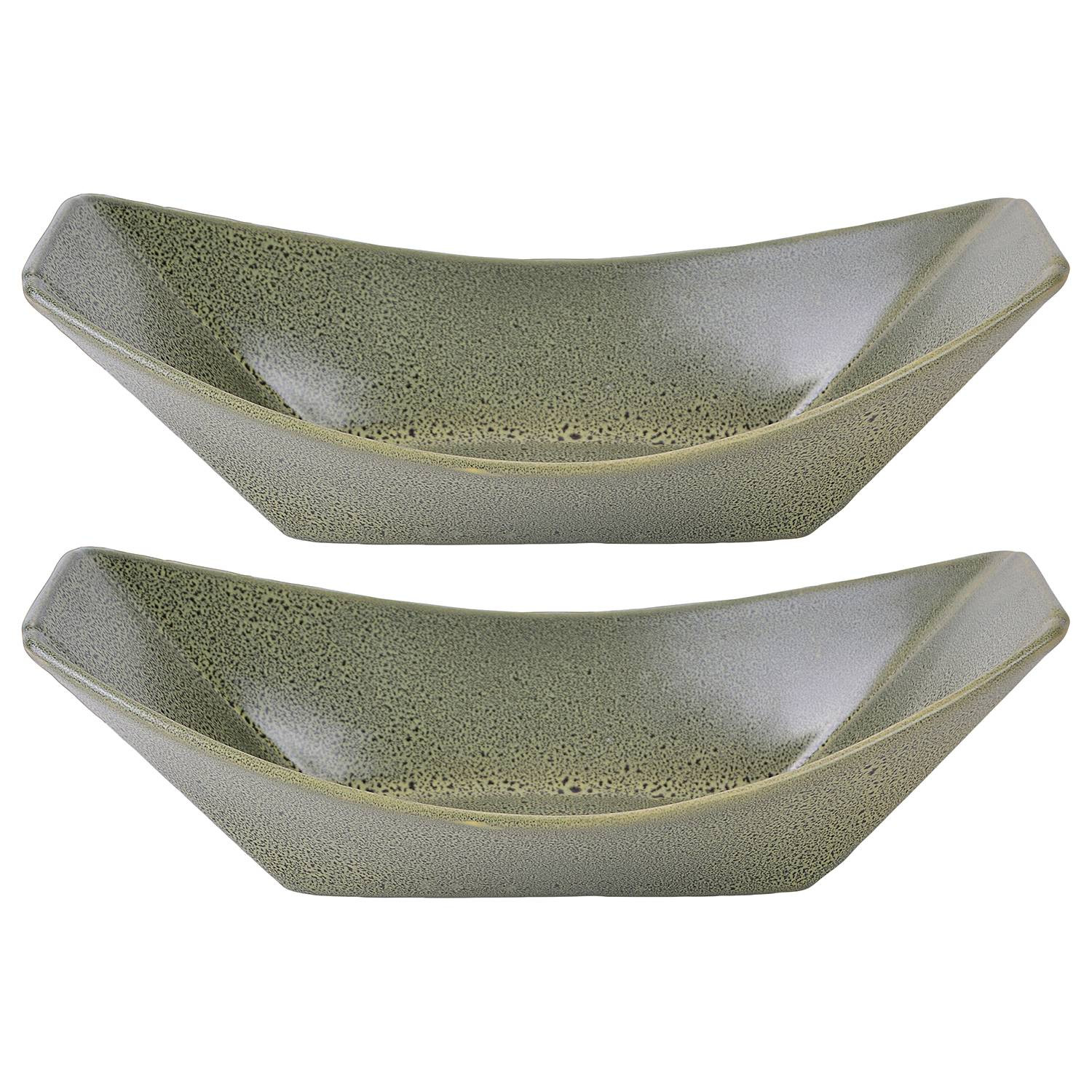 home24 Serveerschaal Boat groen, 26 x 32 cm