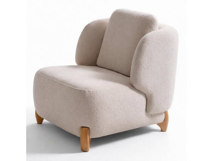 JVmoebel Sessel Sessel Beige Farbe Stil Modern Weicher Sessel Holzbeine Holzrahmen (1-St)