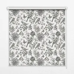 INNENROLLO - Fensterrollo - Rollo - 60x40 cm - Gezeichnete Vögel und Pflanzen