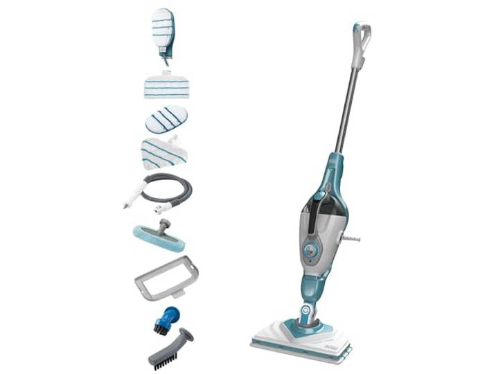 BLACK+DECKER Balai vapeur 2-en-1\, BHSM166DSM-QS Gant de nettoyage SteaMitt et 11 accessoires inclus
