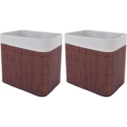 2er-Set Aufbewahrungskorb MCW-C21, Korb Aufbewahrungsbox Ordnungs-/Sortierbox Regalkorb, Bambus 33x33x23cm ~ braun