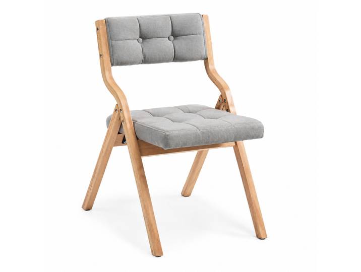 Lot De 2 Chaises Pliantes Rembourrées En Bois Avec Coussin Gris Modenuit