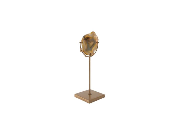 Bougeoir en agate jaune, pied en fer couleur laiton - Dutchbone,