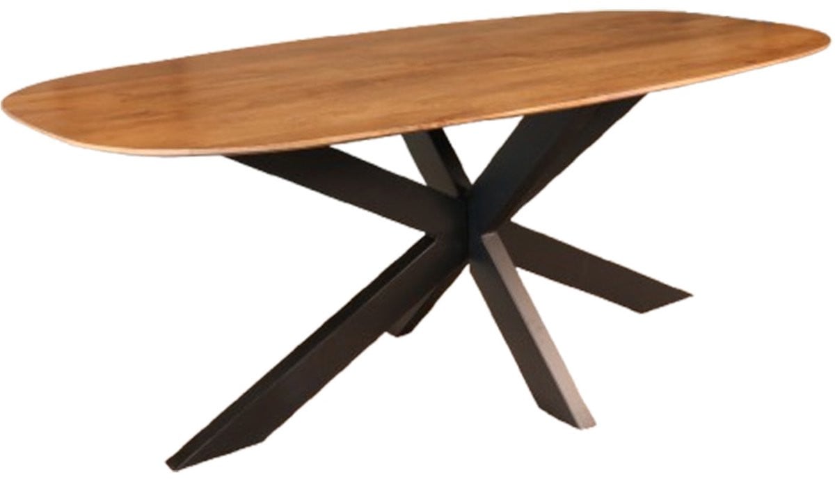 Lizzely Garden & Living Austin Eettafel - Ovaal - Mangohout - Lichtbruin - 200 cm
