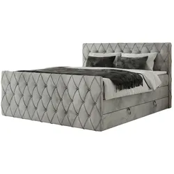 Boxspringbett mit Bettkasten  ¦ grau ¦ Maße (cm): B: 161 H: 110