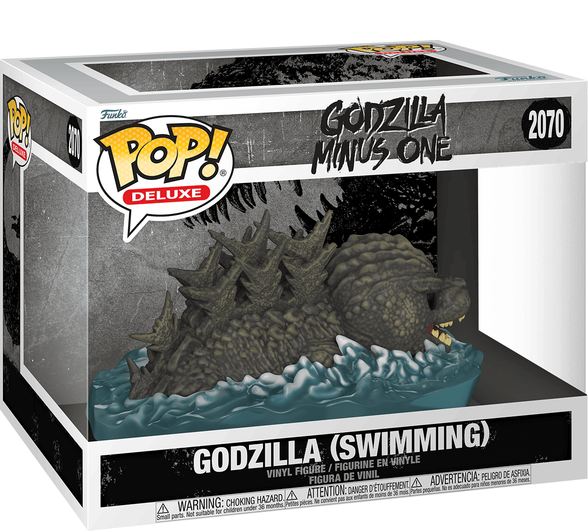 Funko Pop! Deluxe Godzilla Minus One Godzilla Swimming #2070, Officially Licensed Collectible, Vinyl Sculpt, Blue Water Base, Window Display Box