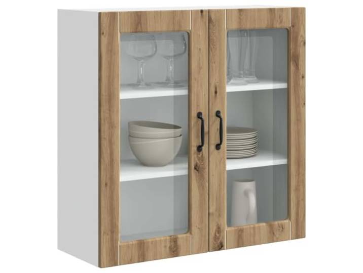 KTHLBRH PORTO Wandschrank Küche 80 x 31 x 80 cm Eiche Handwerk Mehrschichtiges Holz, 3 Einlegeböden, 2 Türen, Wandmontage, leicht zu reinigen, vielseitige Aufbewahrungslösung