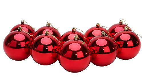 Toyland 10 Extra Grote Rode Kerstballen 100mm - Kerstboomdecoratie