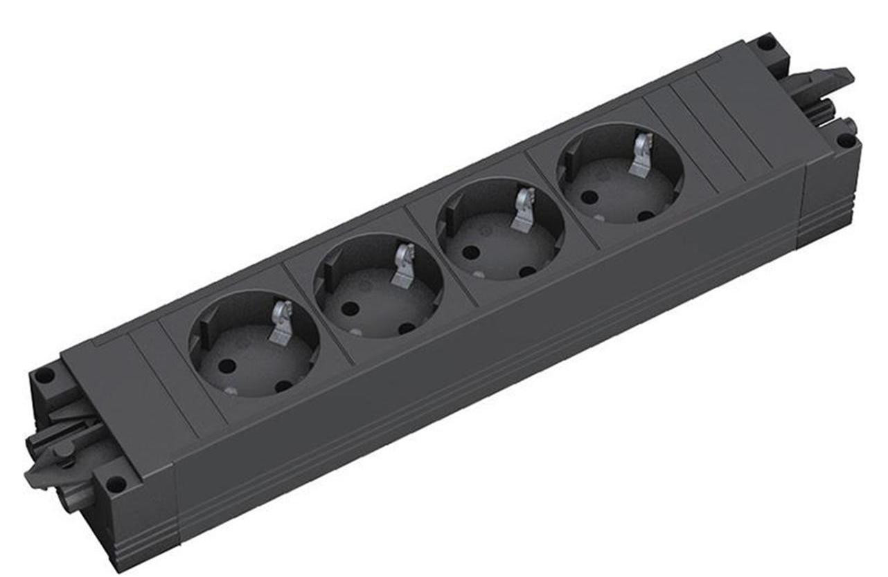 Bachmann Basisplaat voor stopcontacten, 4x CEE7/3, GST18, zwart