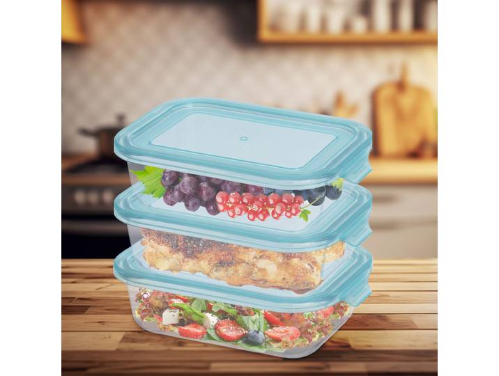 3er-Set Frischhaltedosen aus Borosilikat-Glas, Vorratsschale, je 630 ml
