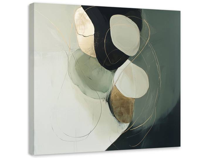 Feeby Leinwandbild Abstrakte grüne Farbspritzer 50x50cm, Grün, Quadratisch, 50x50 cm, Bilder & Rahmen, Bilder, Leinwandbilder