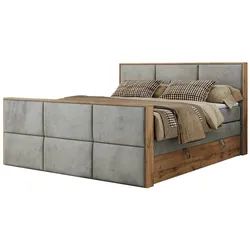 Boxspringbett mit Bettkasten  ¦ grau ¦ Maße (cm): B: 128 H: 113
