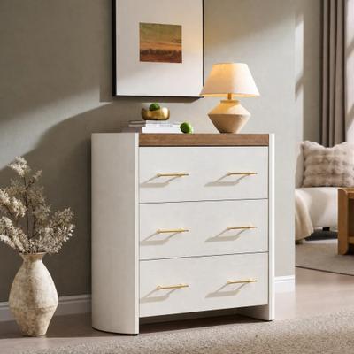 afulyperfllc Transitional Modern Nightstand with 3 Drawers, Curved Bedside Table
