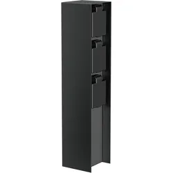 ledscom.de Garten Steckdosensäule POMI für außen, IP44, 3-fach, Edelstahl, schwarz, eckig, 33 cm