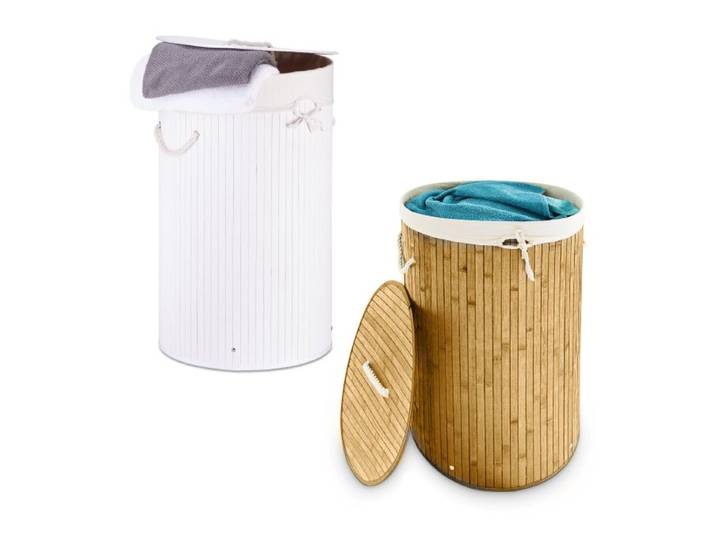 Relaxdays Lot de 2 paniers à linge bambou ronds