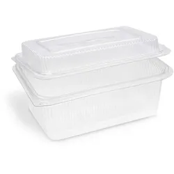 Rechteckbecher (rPET) mit Deckel klar 2000 + 450 ml