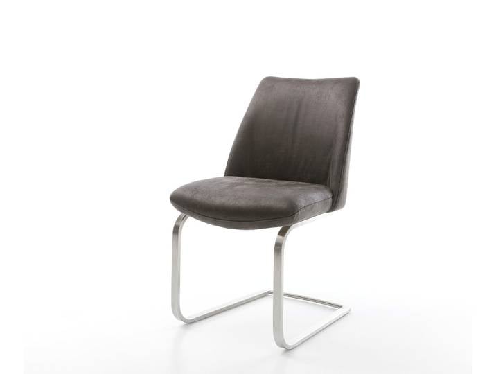 Cantilever Elso Flex microvelours anthracite vintage pied cantilever plat acier inoxydable brossé ressorts ensachés