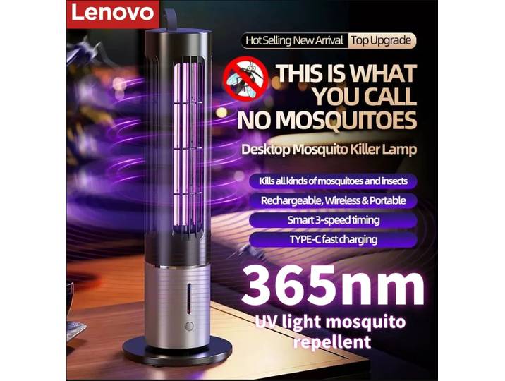Lampe anti-moustiques électrique Lenovo, piège à insectes portable rechargeable 3-en-1 pour extérieur, lumière UV, attrape-moustiques et mouches