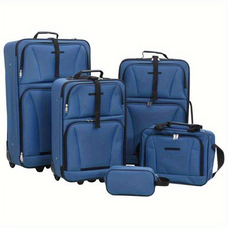 Koffer-Set bestehend aus 5 Teilen in Blau, aus leichtem Material mit ABS und PC, ideal für Reisen und Urlaub