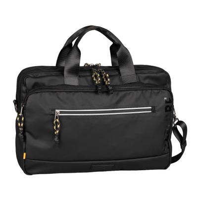 Aktentasche CAMEL ACTIVE "Explore", Damen, Gr. B/H/T: 40cm x 28cm x 16cm, schwarz, Polyester, bedruckt, beschichtet, clean, Taschen, Laptoptasche mit reflektierende Reißverschlüssen