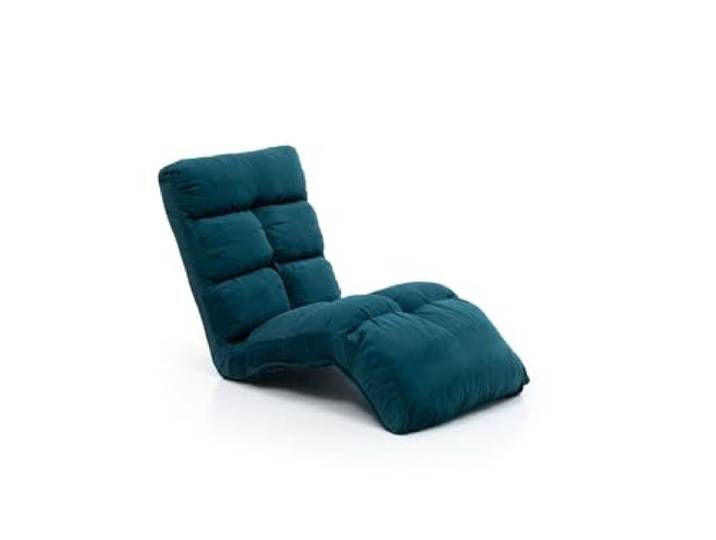 Hanah Home Modern 1-Seat Sofa-Bed, Petrol Green, 100% Metal Frame & Polyester Fabric, 14-Level Adjustable Back, Fully Reclines to 160 cm