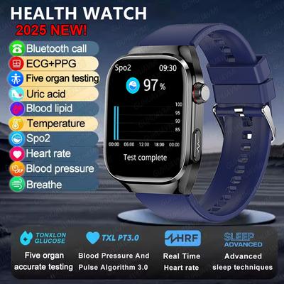 Bluetooth Call Smart Watch For Men Uric Acid Body Fat Physical Examination Smart Bracelet Five Organ Health Monitor pink