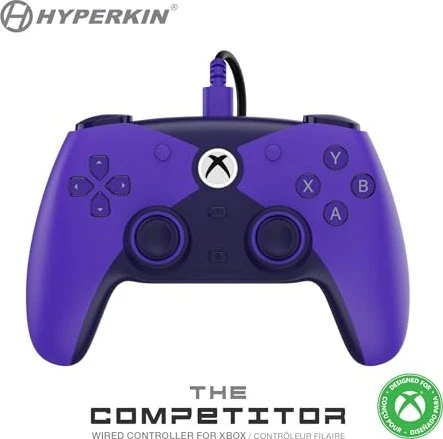 Hyperkin Competitor Wired Controller for Xbox Series|One/Win 11|10 (Purple) Licensed by Xbox
