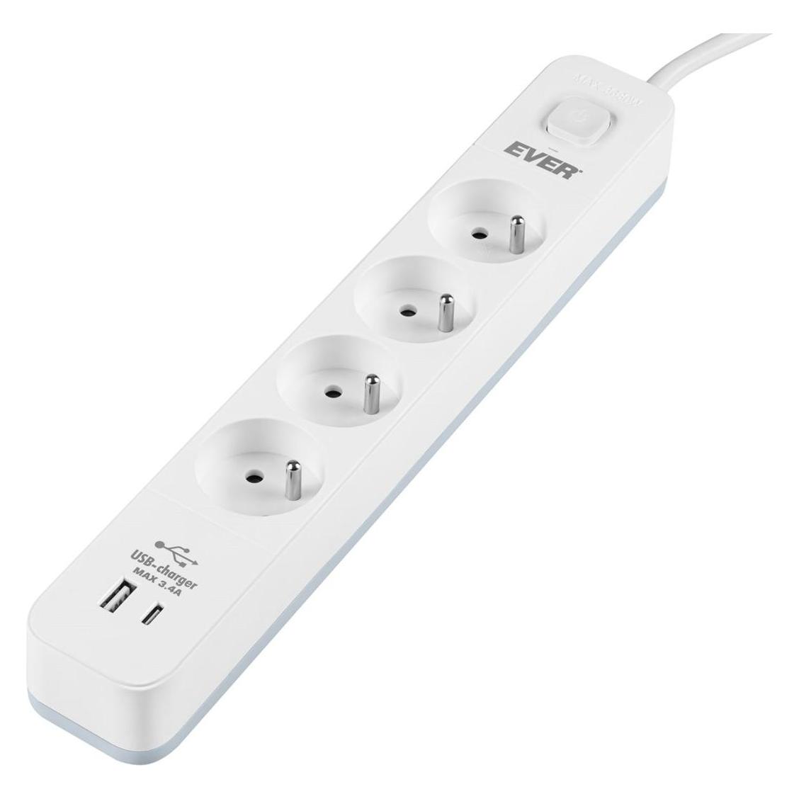 Ever Listwa Antyprzepięciowa Protect 4pl 1a1c 1 5m (4x, CEE 7/3, USB-A, 1.50 m) (T/LZ12-PRO015/1000)