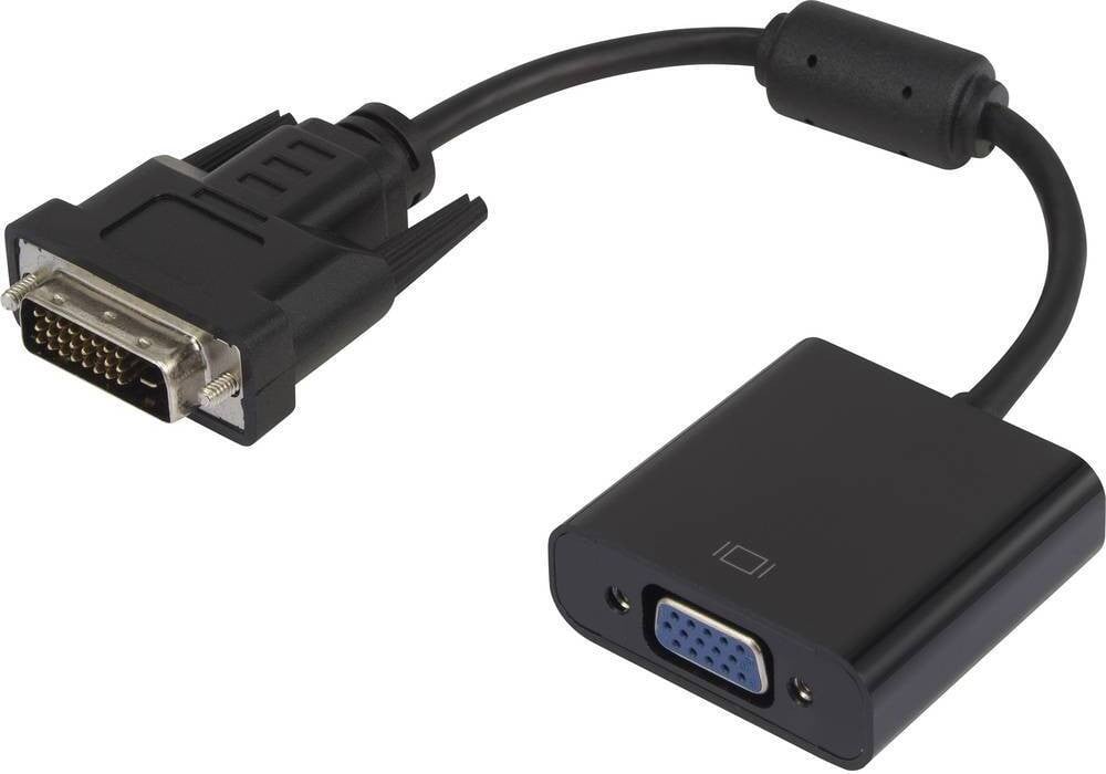 Renkforce RF-3301134 DVI naar VGA adapter met ferrietkern en vergulde contacten, zwart