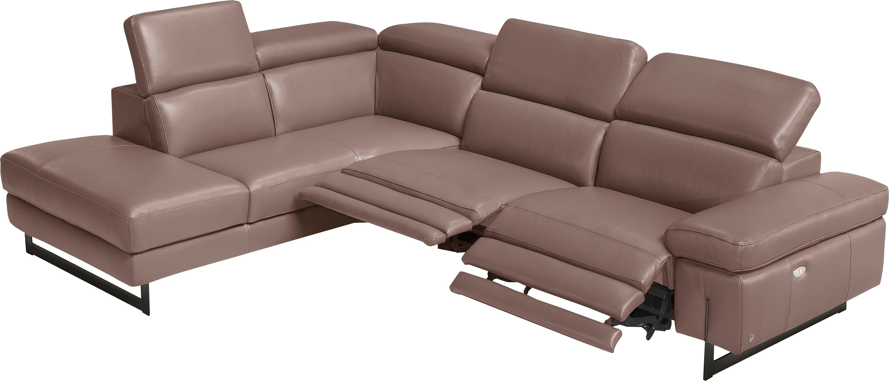 Ecksofa EGOITALIANO "Candice, elegant, edel und bequem, erstklassiger Sitzkomfort, L-Form", beige (safari), B:278cm H:100cm T:221cm, LEDER BACIO hat eine weiche und wachsartige Hand mit halb undurchsichtigem Aussehen. Es handelt sich um ein Naturleder, da