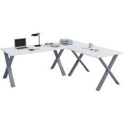 VCM, Schreibtisch, Büromöbel Eckschreibtisch Lona Tiefe 50 cm X Silber (160 x 130 x 76 cm)