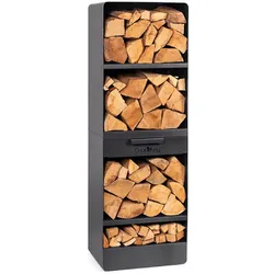 CookKing Stahl Kaminholzregal Vento | Schwarz | 40x30x120 cm - Schwarz
