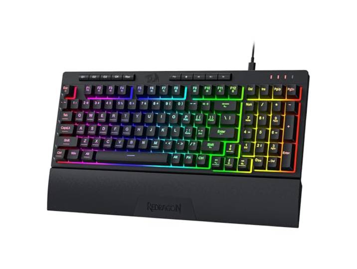 Redragon K515 SHIVA RGB Membraan Gaming Toetsenbord, 98 Toetsen Mechanisch Voelen Toetsenbord w/Gladde Lineaire Schakelaar, On-Board Macro & Speciale Multimedia Toetsen, Afneembare Polssteun, Software