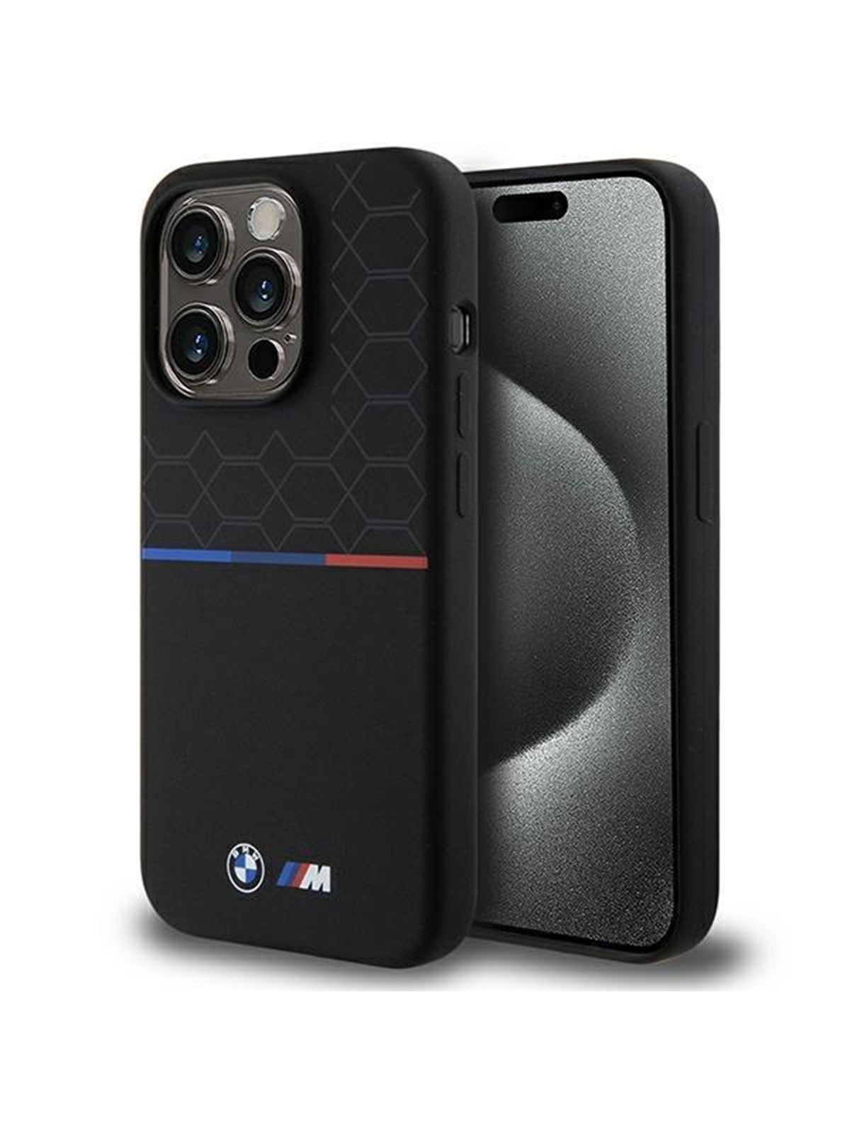 BMW M Silicone Pattern MagSafe case for iPhone 15 Pro - black
