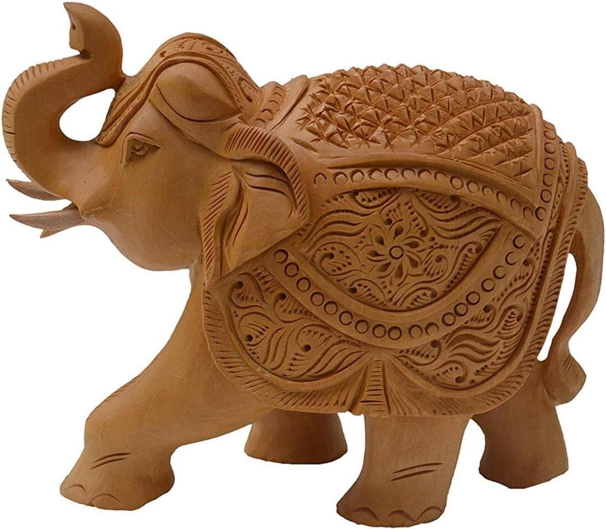 Handgemaakt houten olifant beeldje met baby voor Feng Shui interieurdecoratie