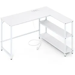 Helloshop26 - L-förmiger Schreibtisch für Arbeitsbereiche 131 x 106 x 75 cm integrierte Ladestation modernes Design aus Holz und 20_0018007