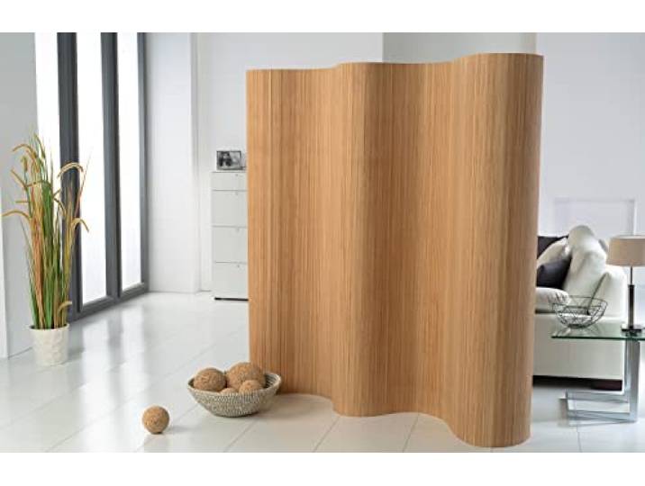 DE-COmmerce Doppelseitiger Bambus Paravent (BxH) 244 cm (Variable Stellbreite) x 185 cm Raumteiler Trennwand Faltwand Shoji Sichtschutz Farbe: Pure
