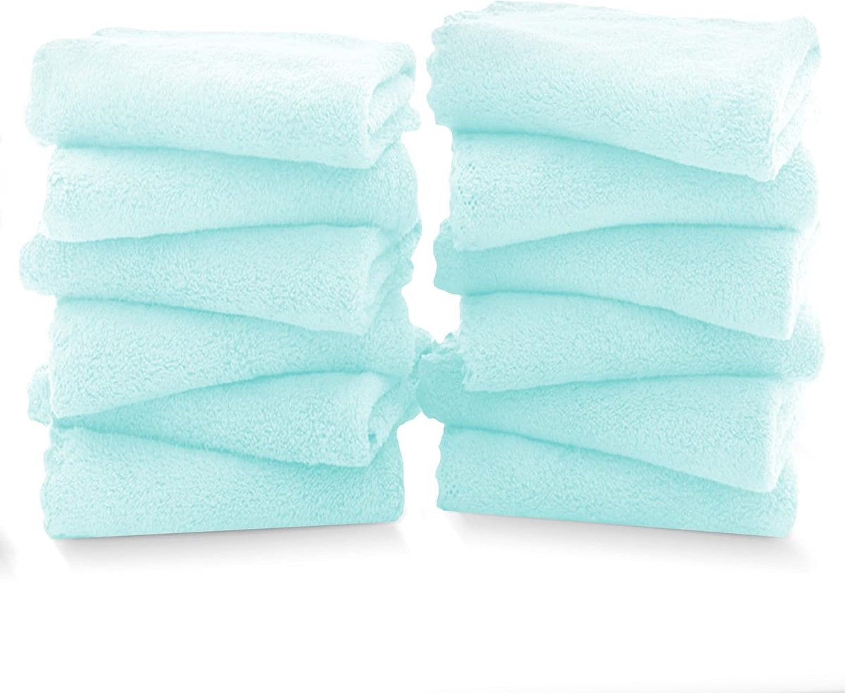 Set van 12 Premium Microvezel Washandjes - Sneldrogend en Zeer Absorberend