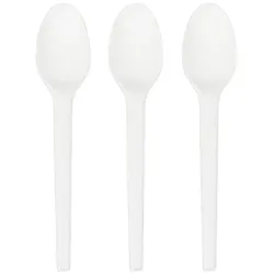 50x BIO Kaffeelöffel aus CPLA wiederverwendbar weiß 14cm