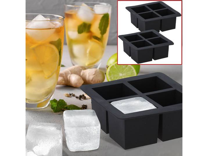 2er-Set Flexible Eiswürfelform für 4 XL-Eiswürfel