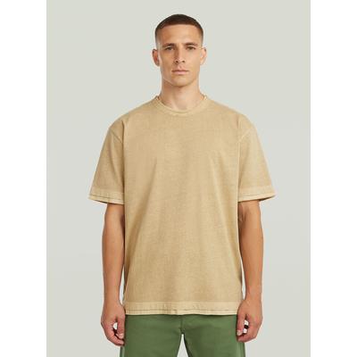 T-Shirt G-STAR "Washed Distressed Relaxed T-Shirt", Herren, Gr. M, beige (cream gd), Obermaterial: 100% Baumwolle, Shirts T-Shirt